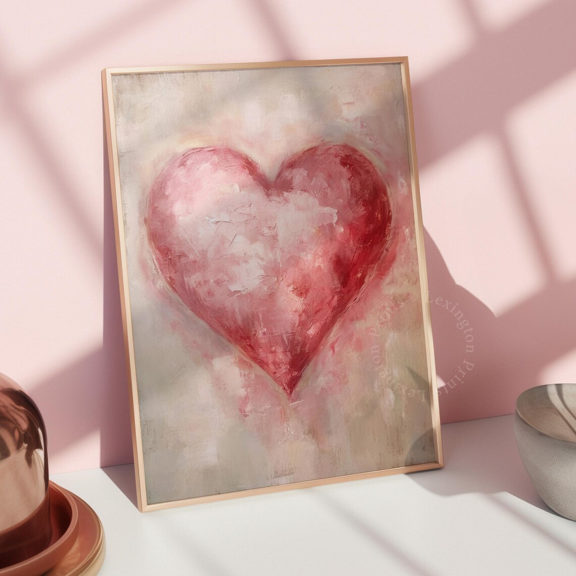 Soft Pink Heart Watercolor Painting Romantic Blush Love Wall Art - Image 7