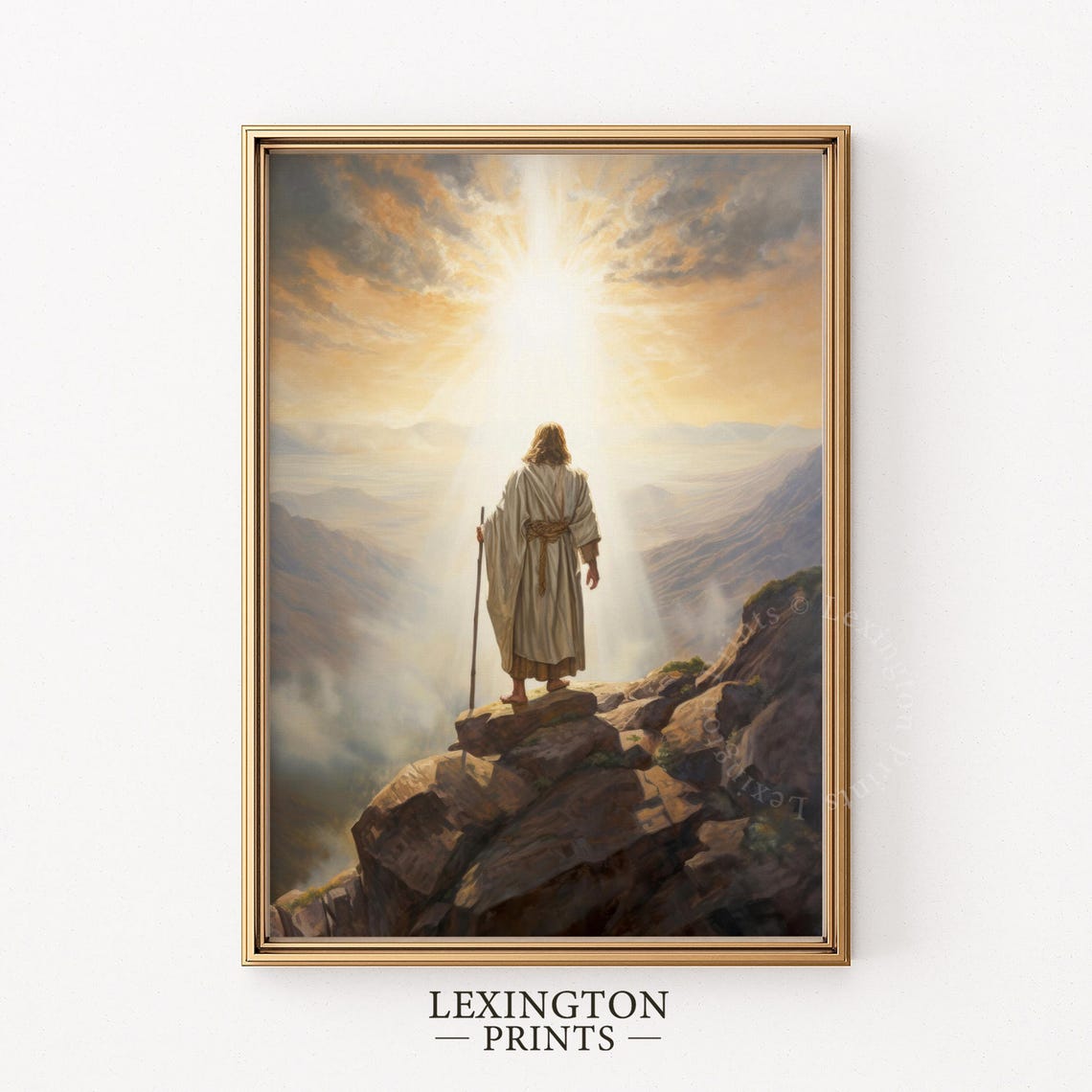 Jesus Christ Standing On Mountain Top Bathed In Heavenly Light Poster - Image 4