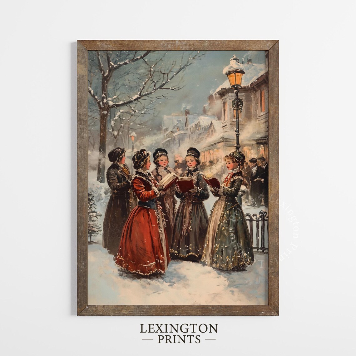 Victorian Christmas Carolers Snowy Vintage Holiday Street Poster - Image 4