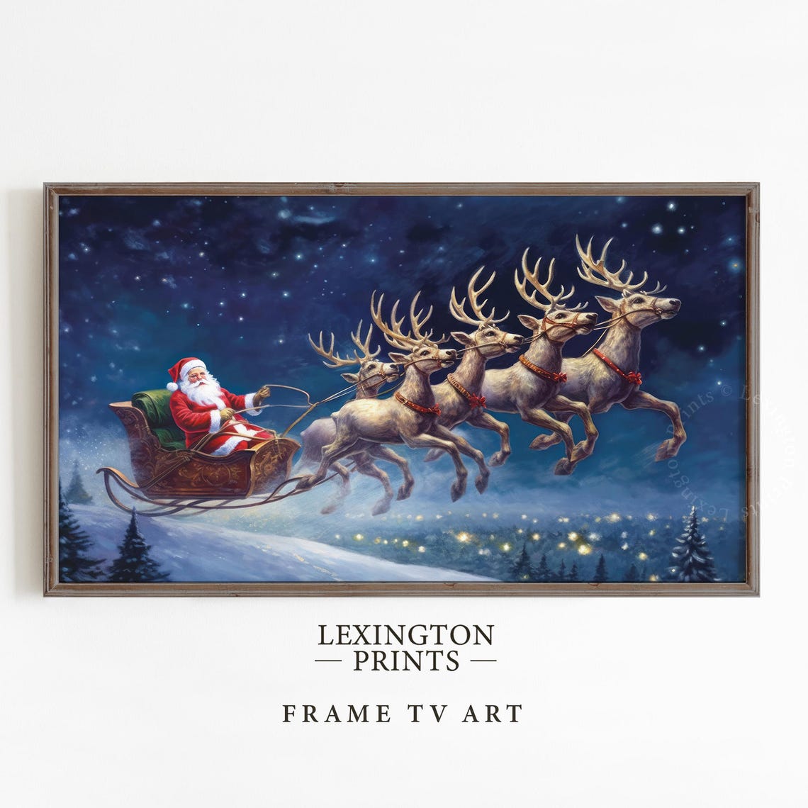 Santa Sleigh Christmas Frame Tv Art Christmas Santa Christmas Wall Art Winter Art Vintage Christmas Decor Santa Print Santa Tv 456 - Image 4