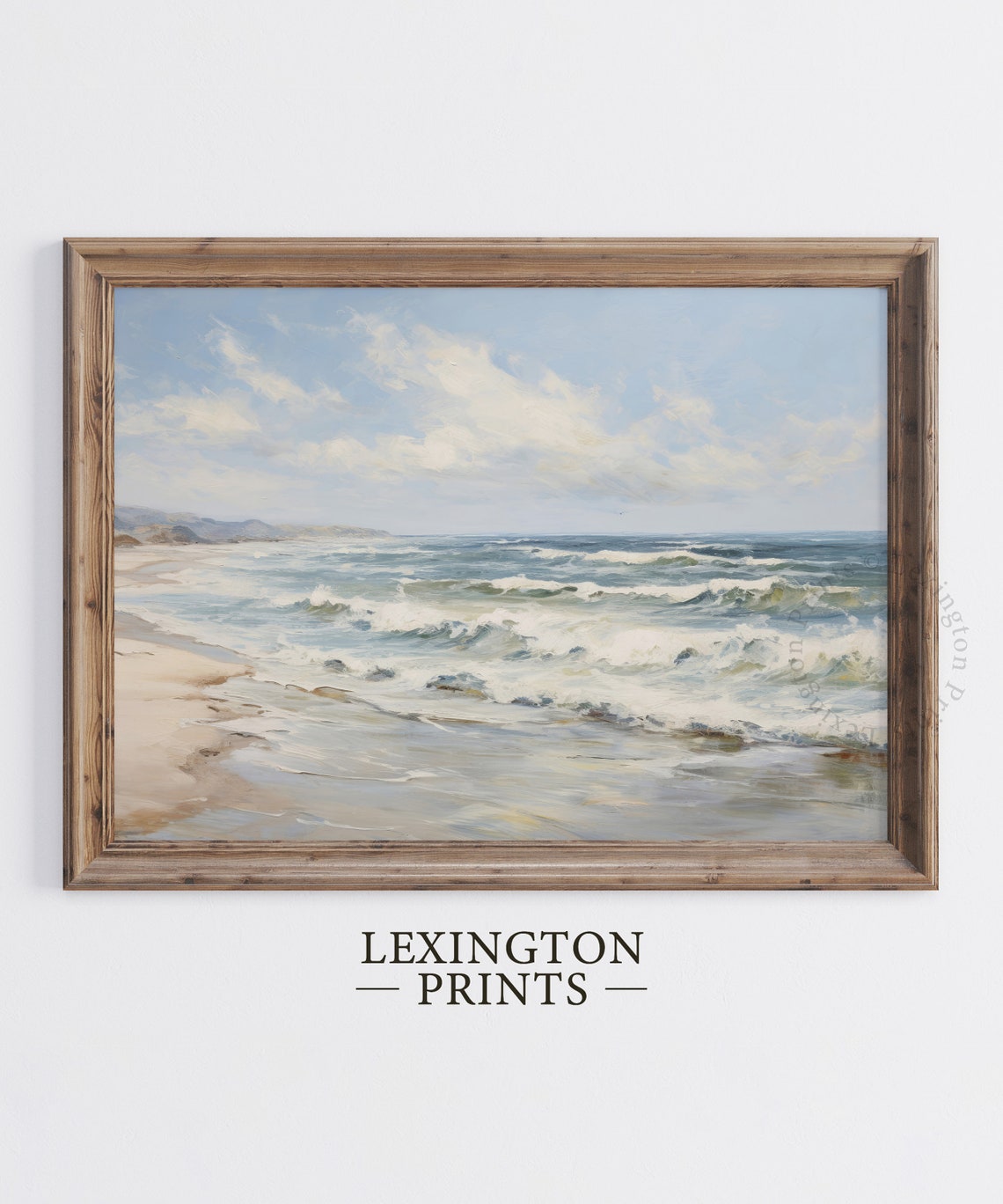 Ocean Waves Crashing on Sandy Beach Soft Coastal Seascape Poster - Image 5