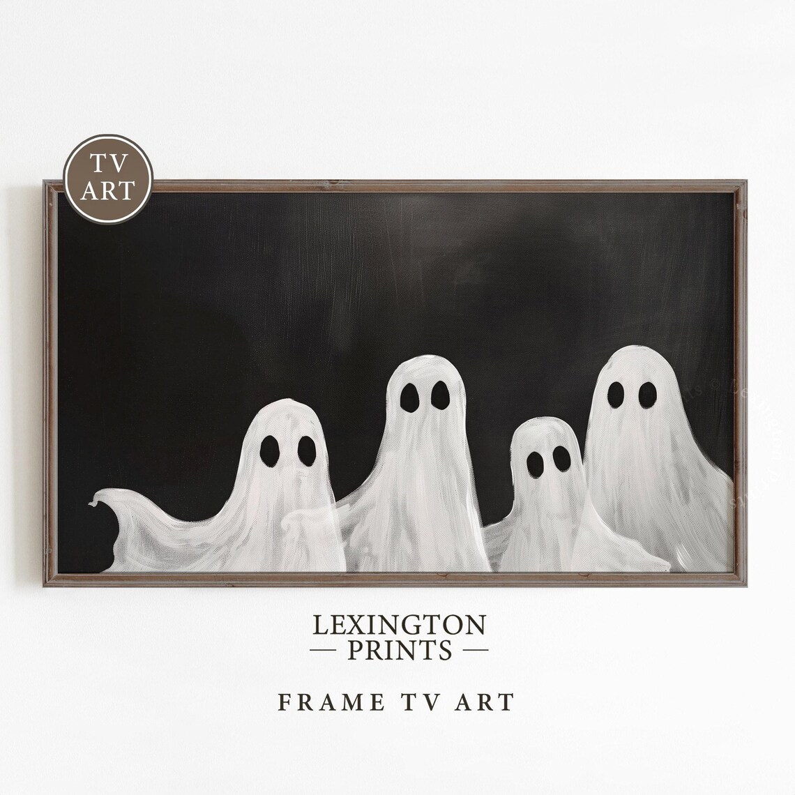Ghost Family Halloween Frame Tv Art Ghost Tv Art Halloween Tv Art Minimalist Black White Tv Art Fall Tv Art Halloween Party Decor 760
