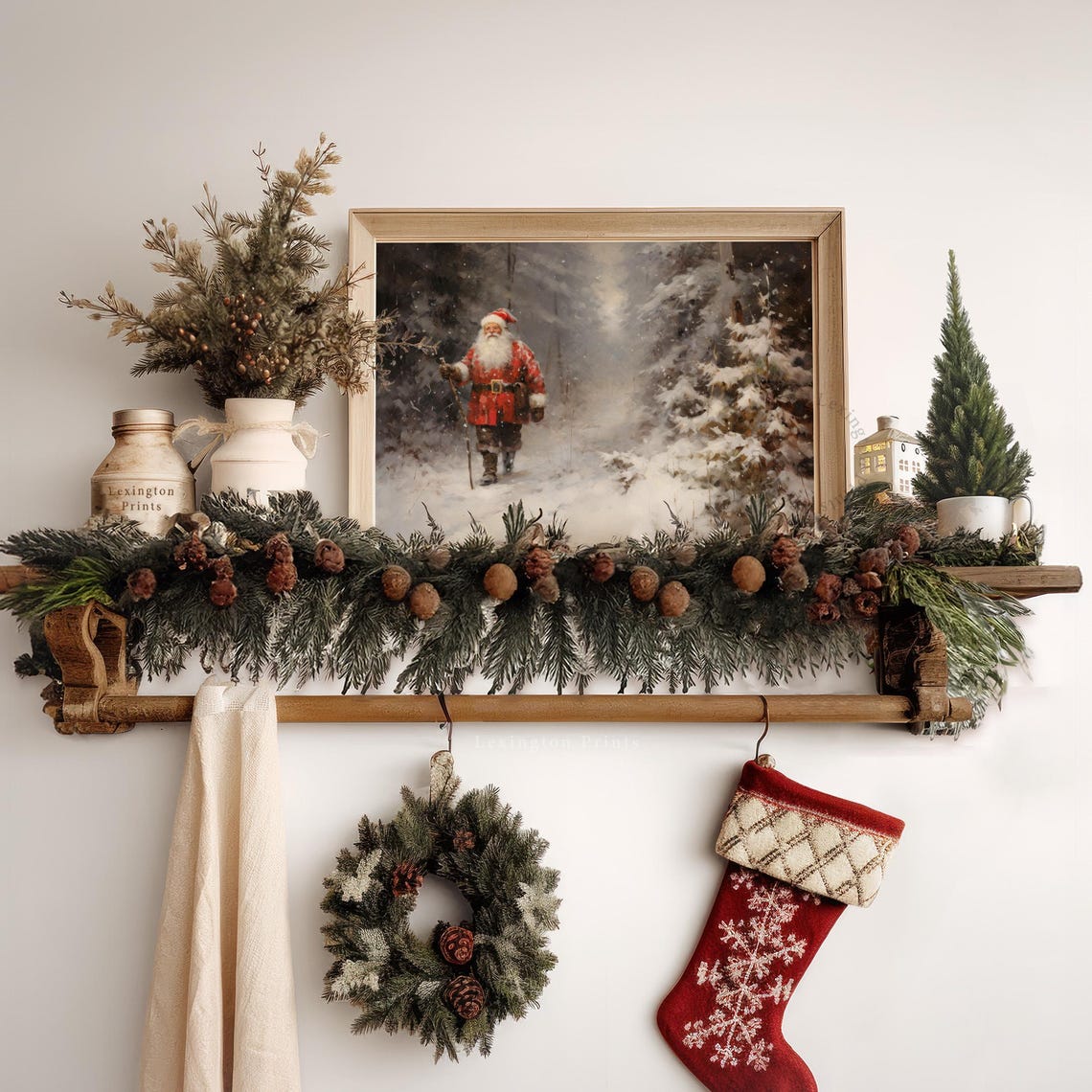 Santa Christmas Santa Christmas Wall Art Santa Vintage Christmas Decor Winter Art Winter Forest Wall Art Oil Painting 290 - Image 6