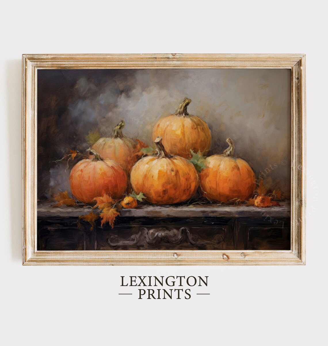 Moody Vintage Pumpkin Still Life Rustic Autumn Oil Painting Poster - Image 5