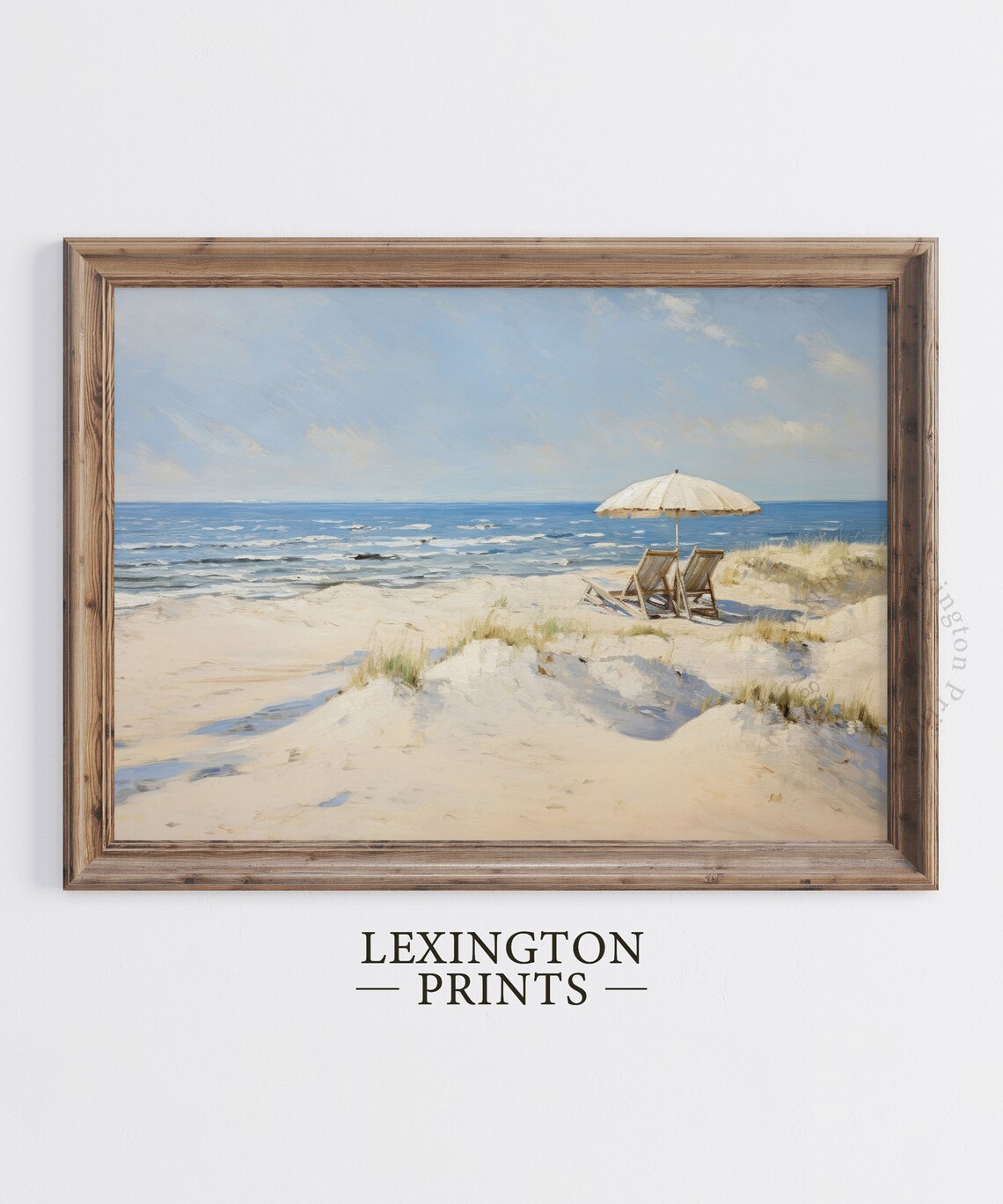 Beach Umbrella and Chairs on Sand Dunes Vintage Summer Ocean Poster - Image 6