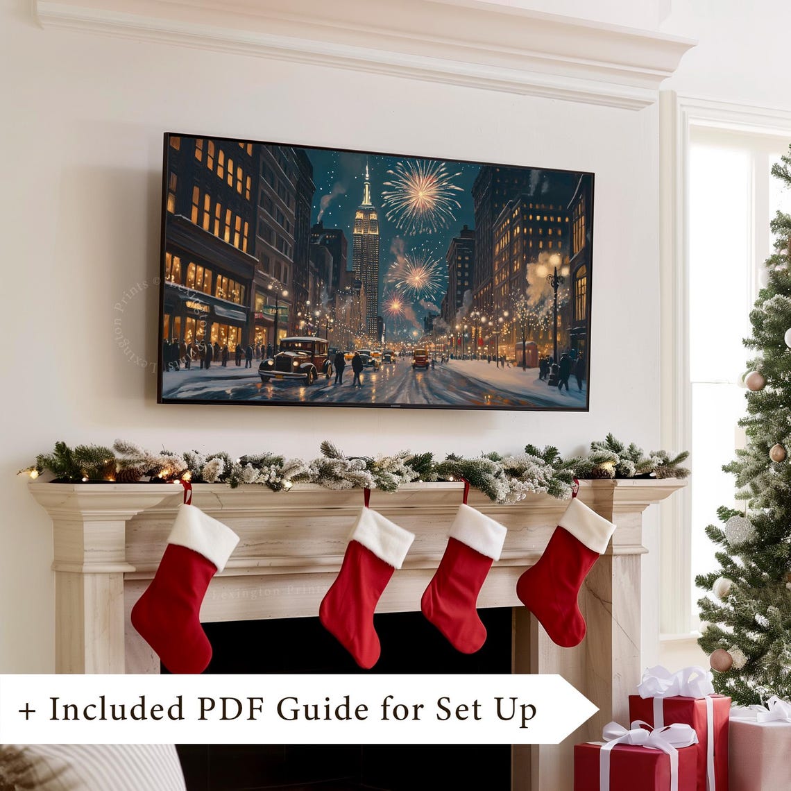 Vintage City New Years Fireworks Tv Art New Years Frame Tv Art Winter Tv Art New Years Party Art Holiday Decor Christmas Tv Art Nye 973 - Image 7