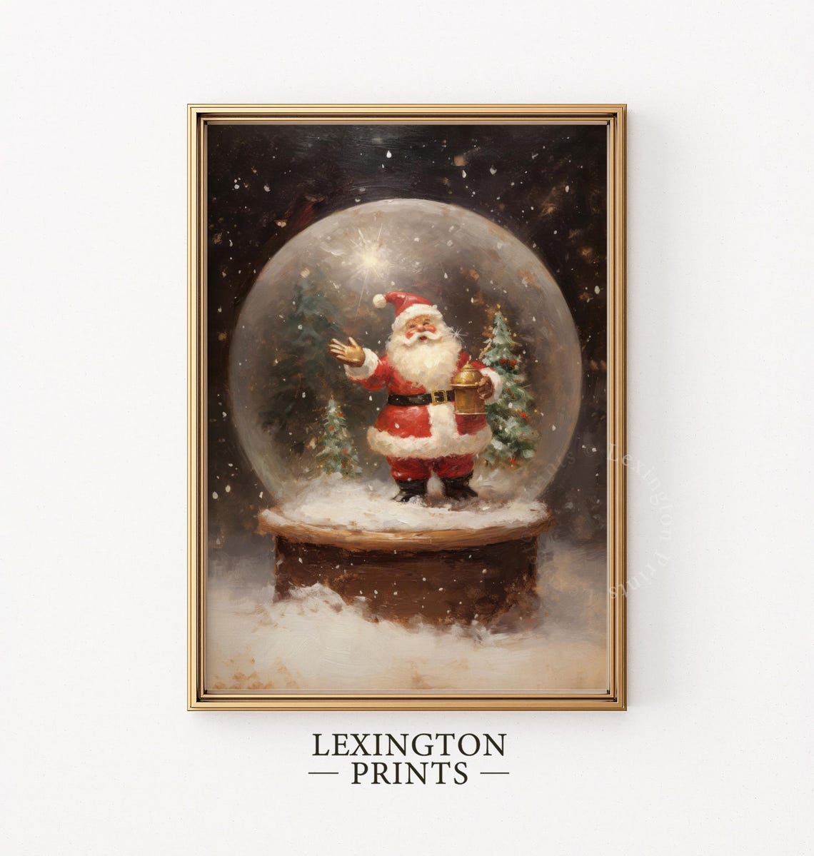 Santa Christmas Wall Art Santa Snowglobe Christmas Oil Painting Christmas Santa Art Cottagecore Vintage Christmas Print Winter Art Cute 295 - Image 5