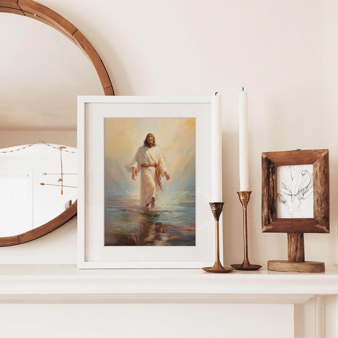 Jesus Christ Walking on Water Peaceful Light Inspirational Faith Poster - Image 3