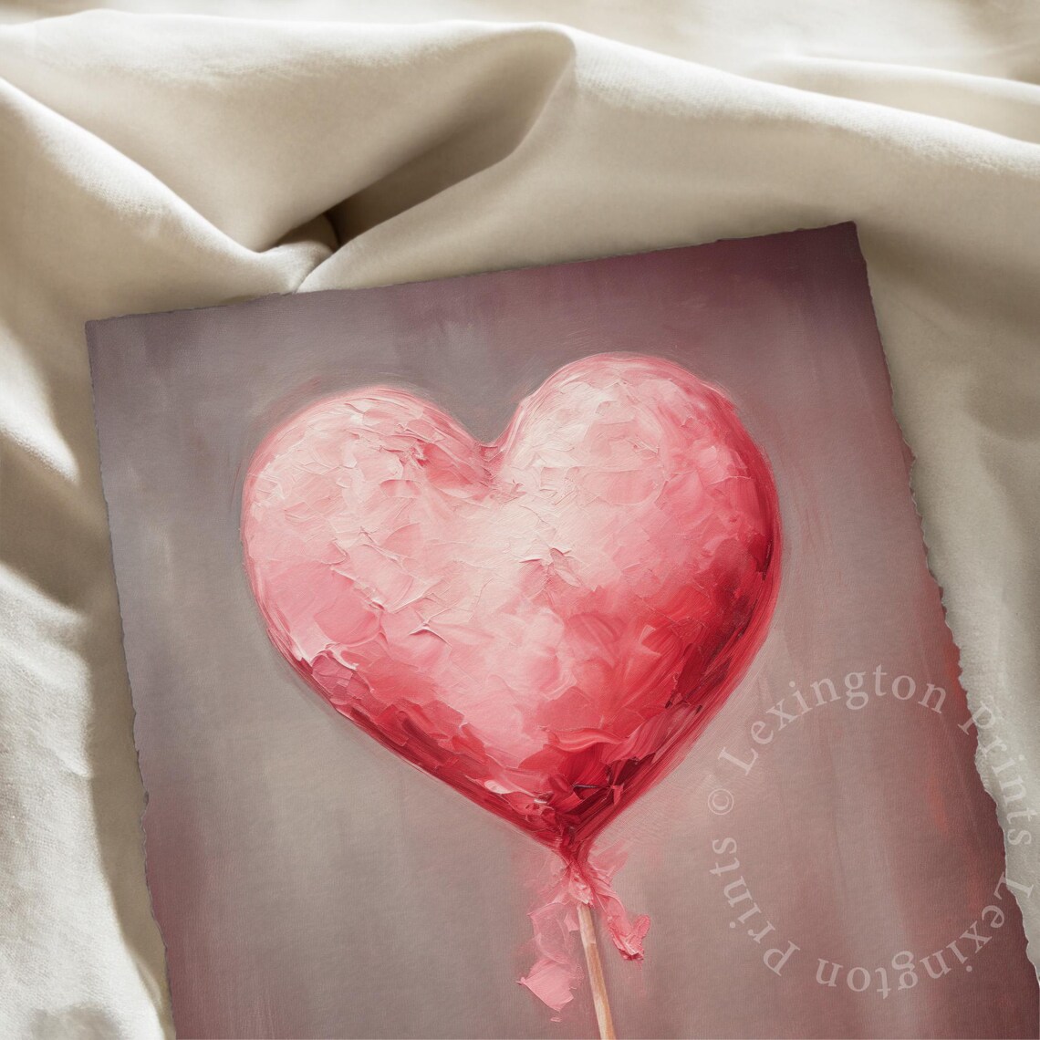 Pink Heart Lollipop Romantic Valentine Sweetheart Painting Art Print - Image 4