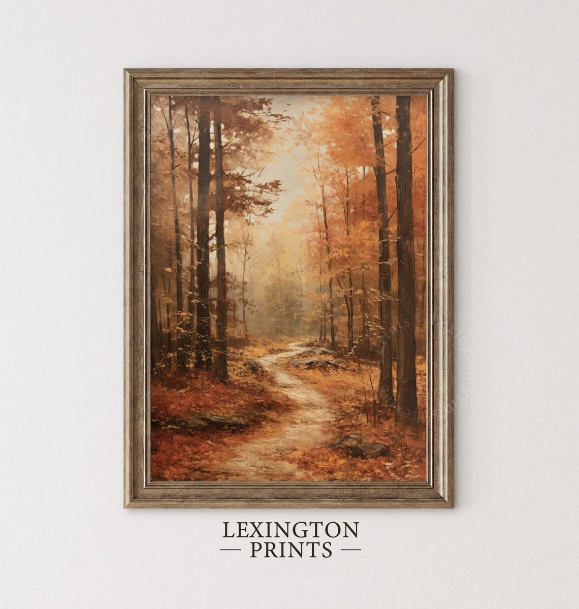 Autumn Forest Path Golden Leaves Vintage Fall Landscape Poster - Image 2