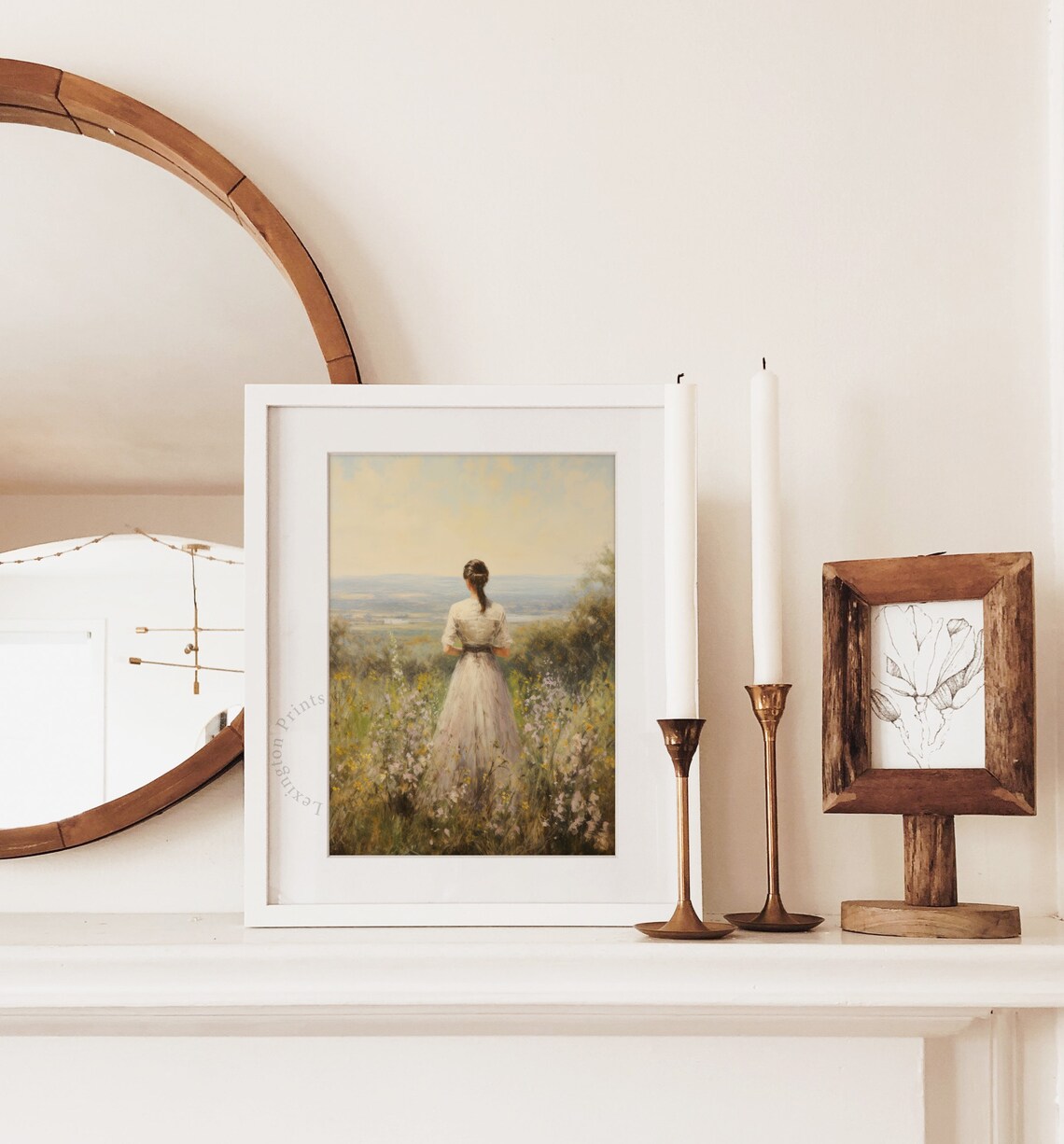 Vintage Woman in Wildflower Field Dreamy Landscape Romantic Poster - Image 6