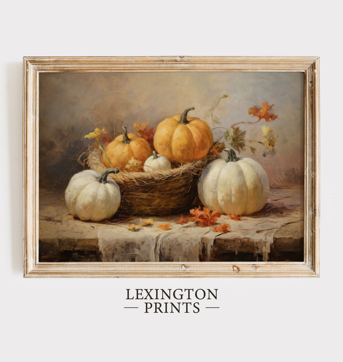 Cozy Rustic Pumpkin Harvest Basket Autumn Farmhouse Still Life Poster - Image 6