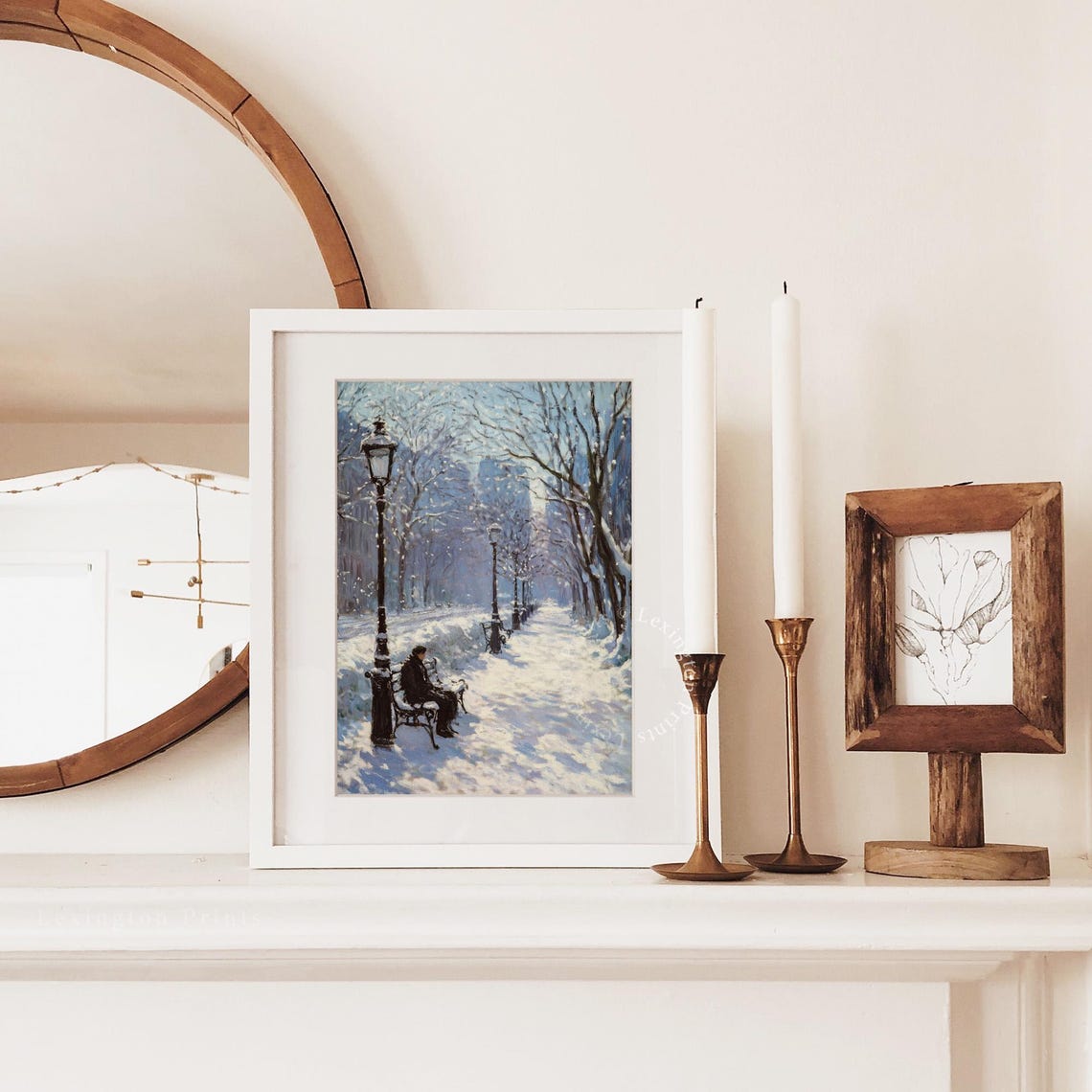 Winter City Street Print Winter Wall Art Christmas Prints Winter Wall Art Vintage City Wall Art Farmhouse Print Holiday Art 808 - Image 3