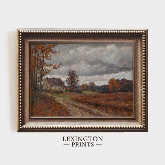 Moody Farmhouse Landscape Print Fall Wall Art Dark Academia Decor Fall Print Autumn Print Dark Fall Home Decor Art 848