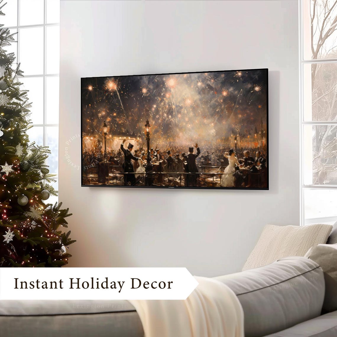New Year Party Tv Art New Year Frame Tv Art Fireworks Tv Art Frame New Year Holiday Decor Vintage New Years Eve Art Tv 536 - Image 3
