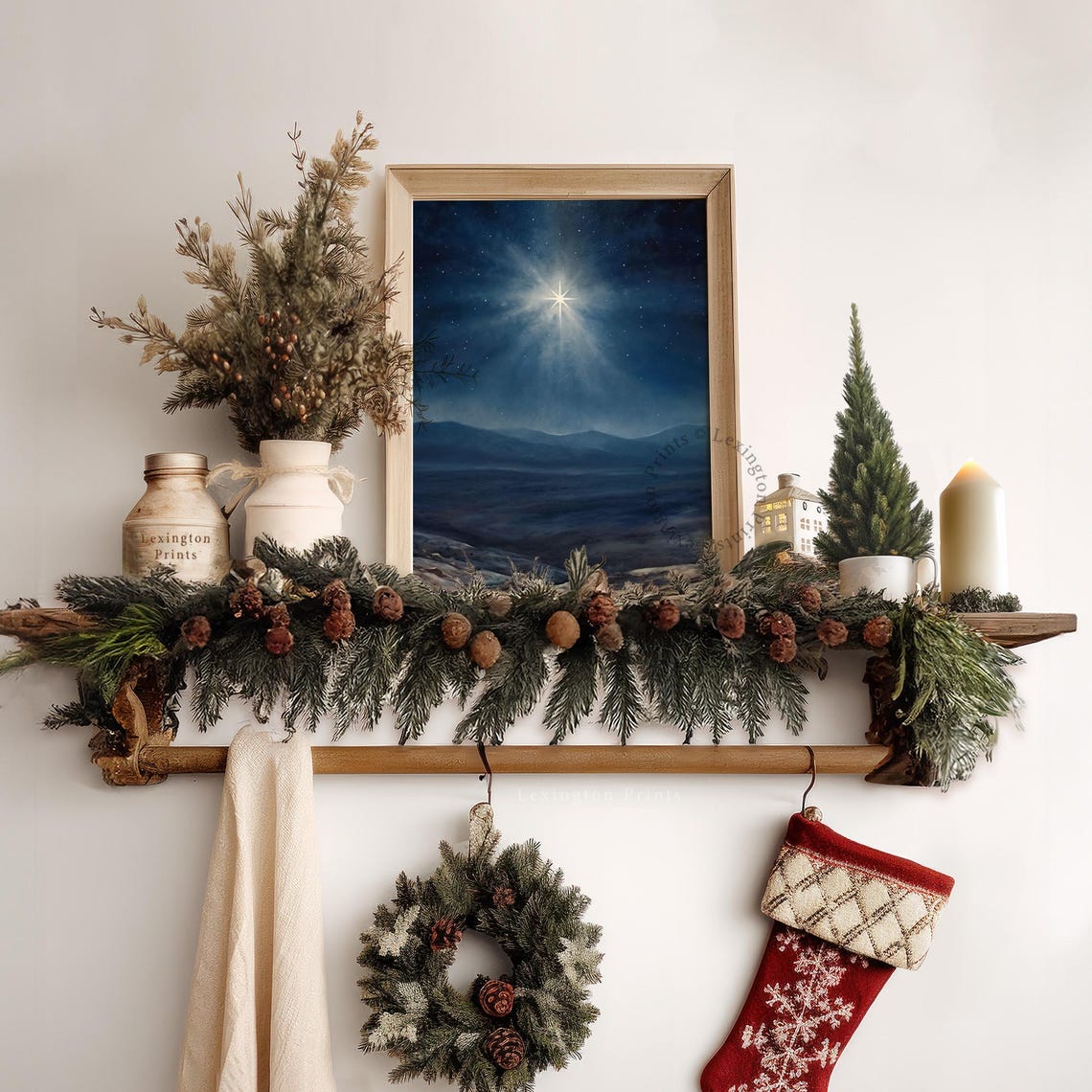 Christmas Star Christian Wall Art Christian Cross Art Christmas Wall Art Christmas Print Oil Painting Christian Jesus Art Nativity Star 395 - Image 7