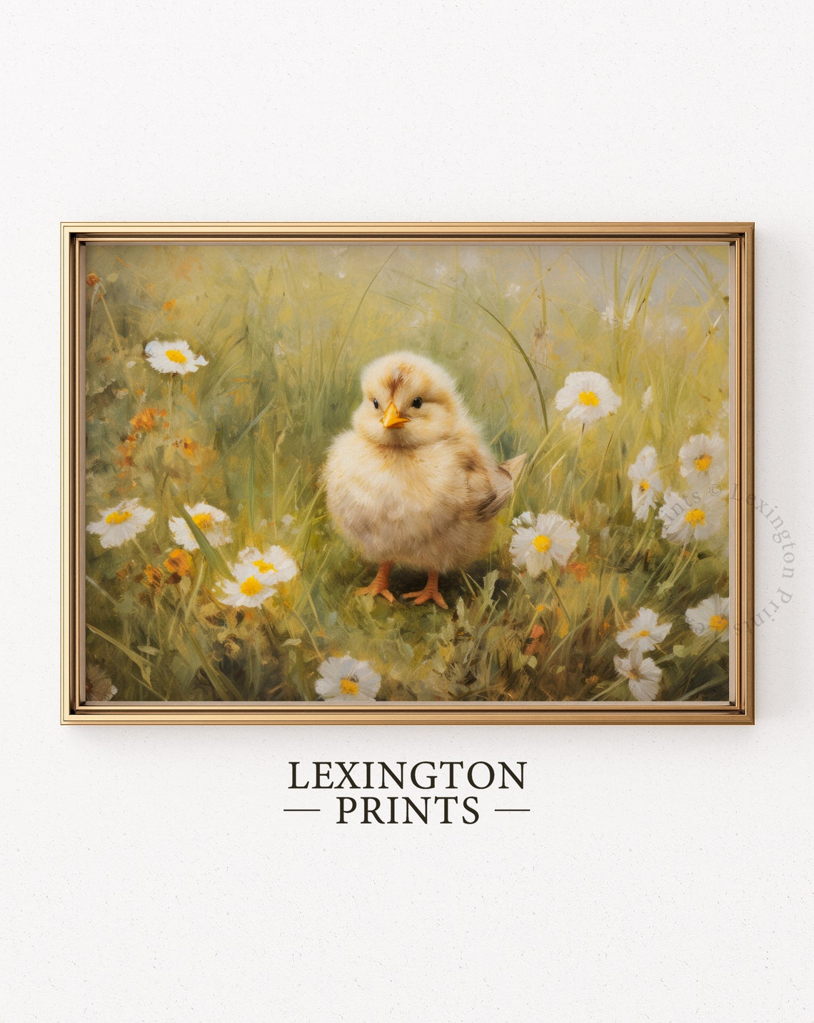 Baby Chick in Wildflower Meadow Vintage Spring Easter Art Poster - Image 5