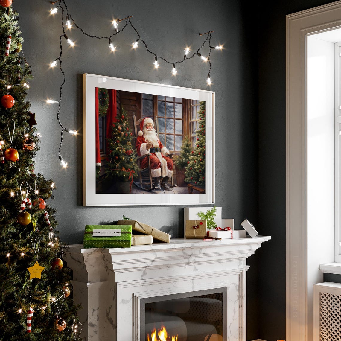 Santa Rocking Chair Christmas Wall Art Santa Christmas Festive Santa Art Farmhouse Decor Santa Christmas Decor Winter Print 444 - Image 7