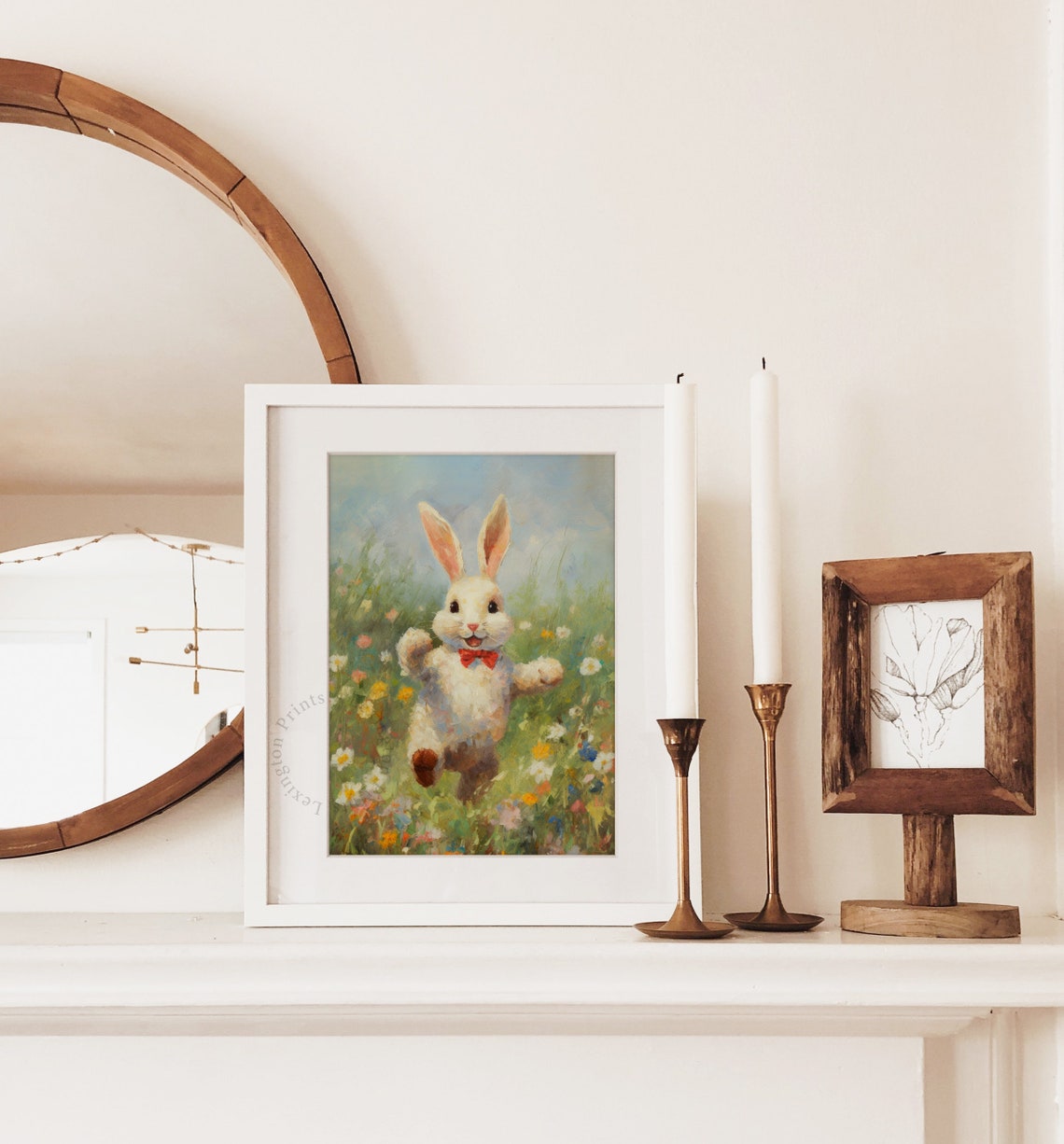 Cute Easter Bunny Easter Wall Art Wildflower Field Spring Print Easter Print Rabbit Painting Nursery Decor Bunny Wall Art 594 - Image 4