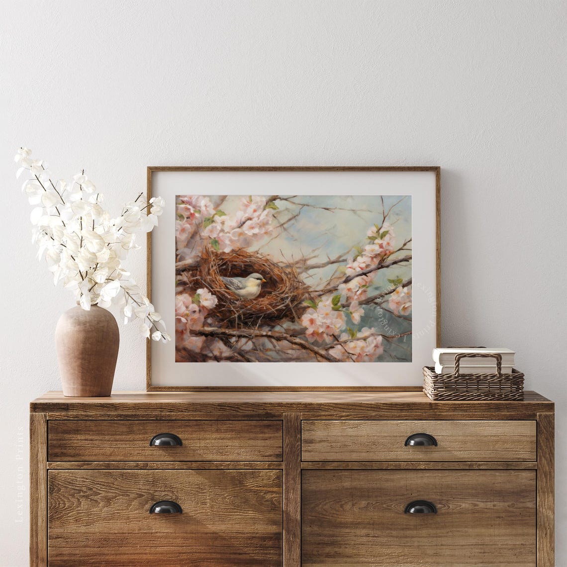 Tiny Bird Resting in Nest Among Pink Cherry Blossoms Spring Poster - Image 5