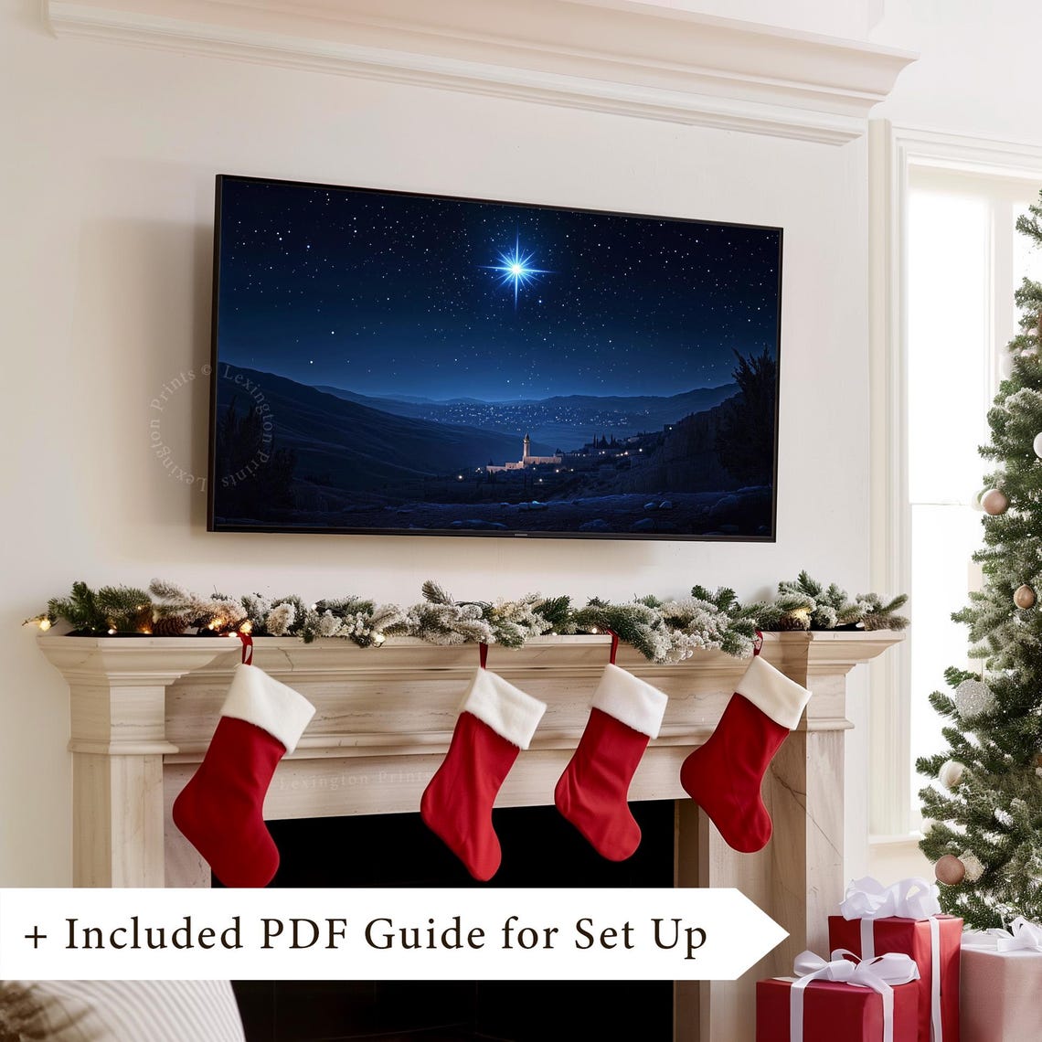 Star Of Bethlehem Christian Tv Art Frame Tv Art Christmas Tv Art Jesus Art Christmas Star Tv Art Nativity Home Decor Holiday 942 - Image 3