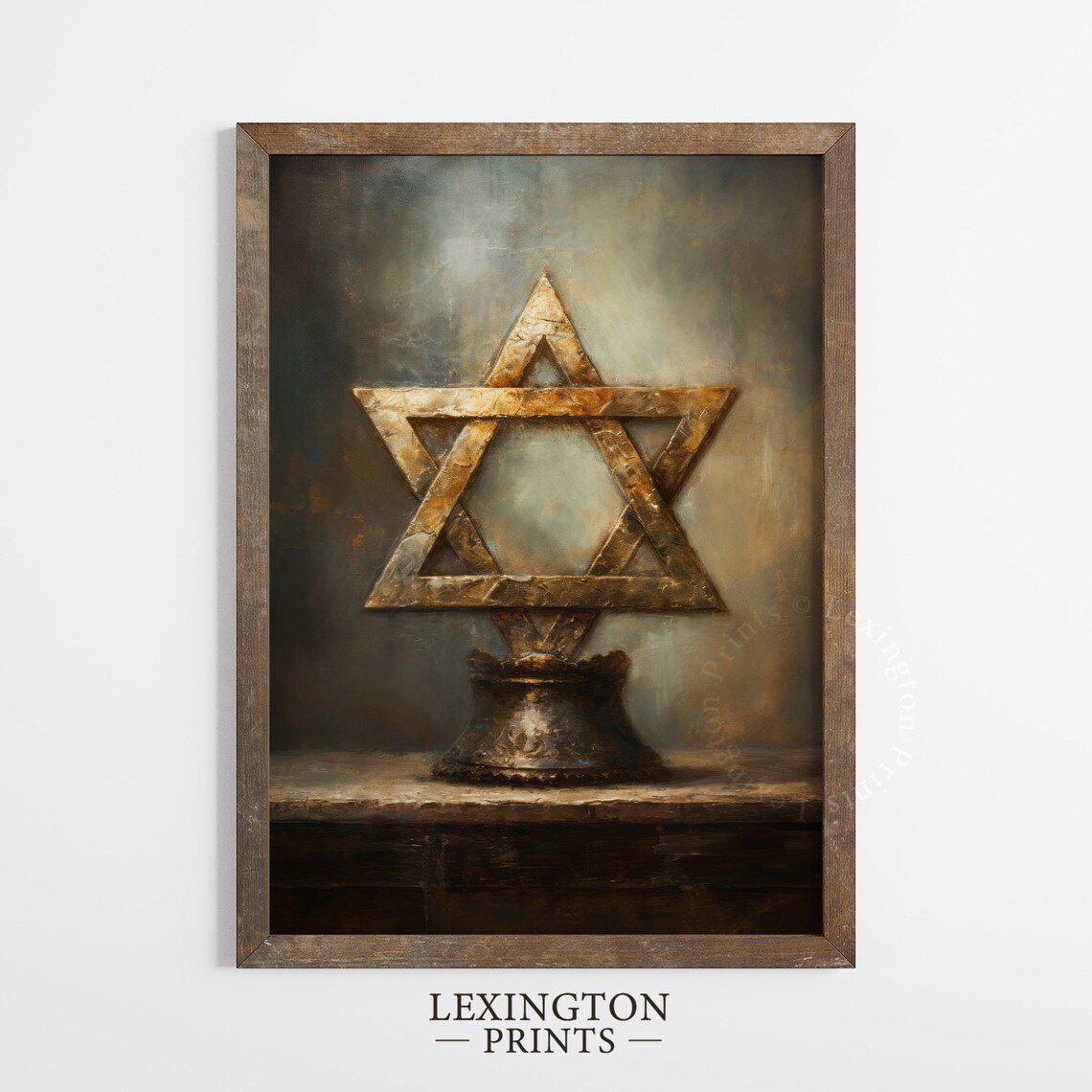 Star of David Golden Sculpture Moody Judaica Hanukkah Holiday Art Poster - Image 5