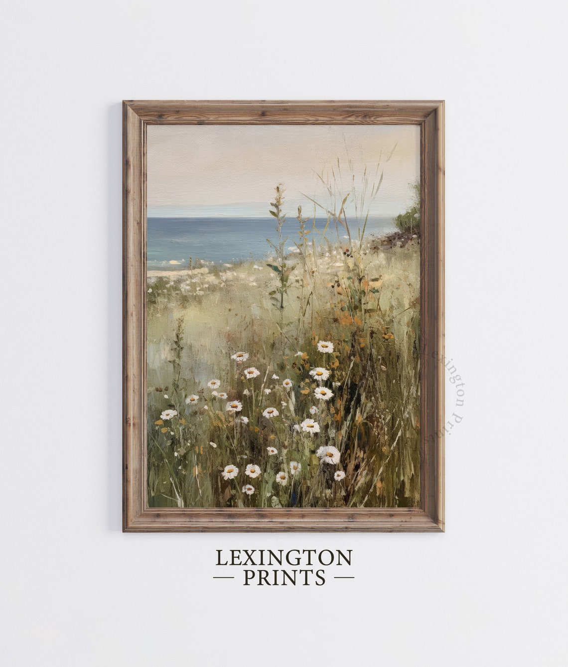 Coastal Daisy Meadow by the Sea Summer Breeze Wildflower Poster - Image 5