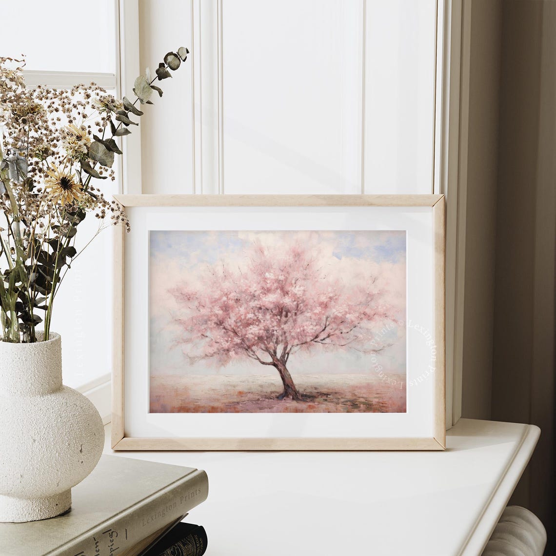 Pink Cherry Blossom Tree Watercolor Spring Landscape Bedroom Poster - Image 6