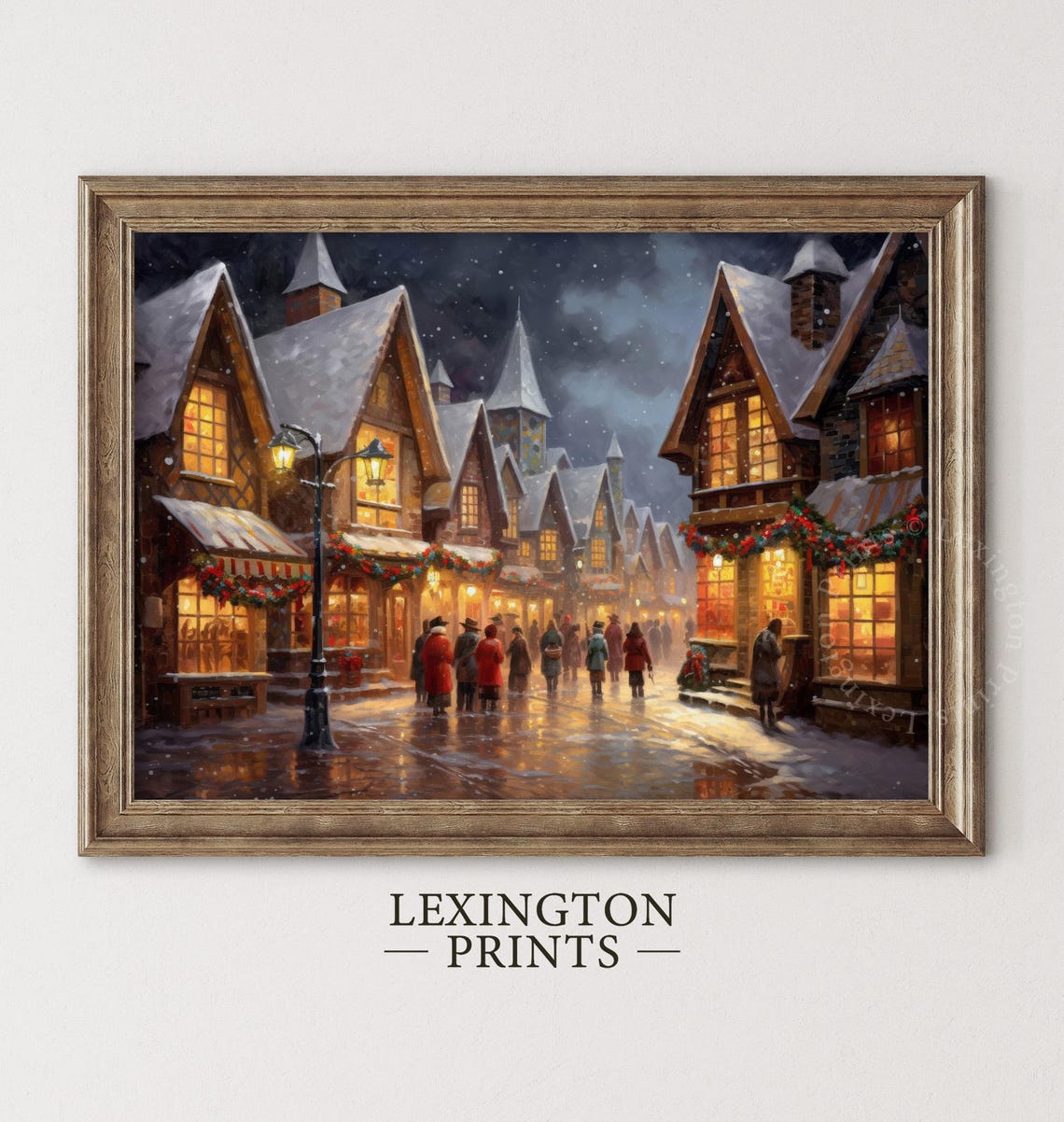 Vintage Christmas Wall Art Town City Art Landscape Painting Christmas Village Art Christmas Decor Winter Art Cottagecore Moody Wall Art 192 - Image 8