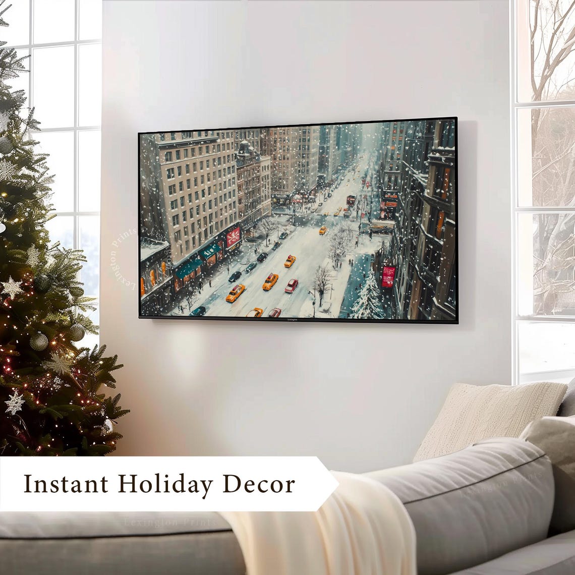 Winter New York City Christmas Frame Tv Art Vintage City Tv Art Winter Tv Art Christmas Tv Art Seasonal Decor Holiday Tv Art Street Art 816 - Image 8