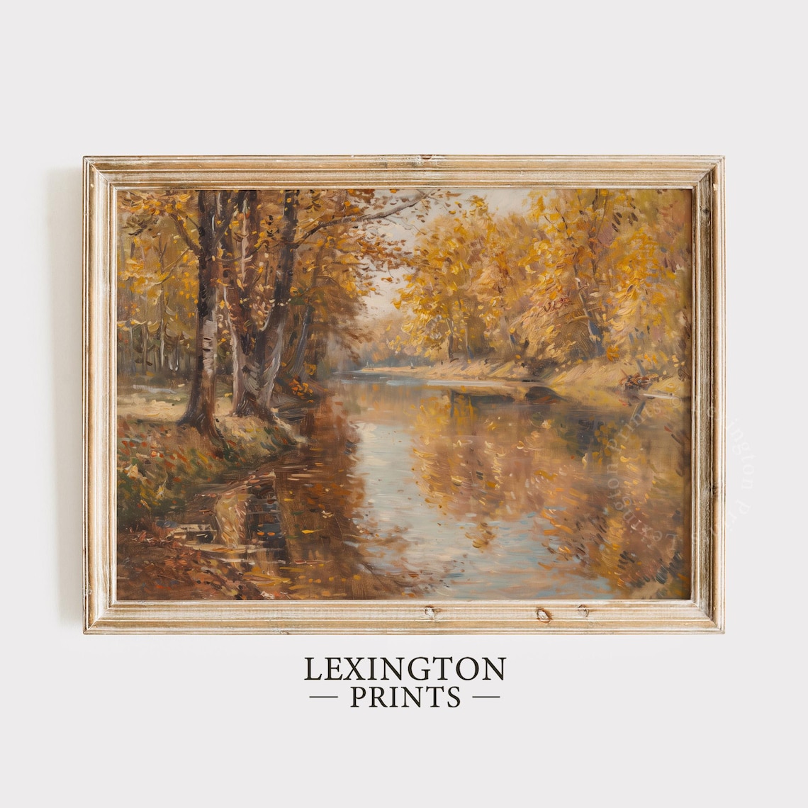 Golden Autumn Trees Mirrored In Calm River Classic Fall Landscape Poster