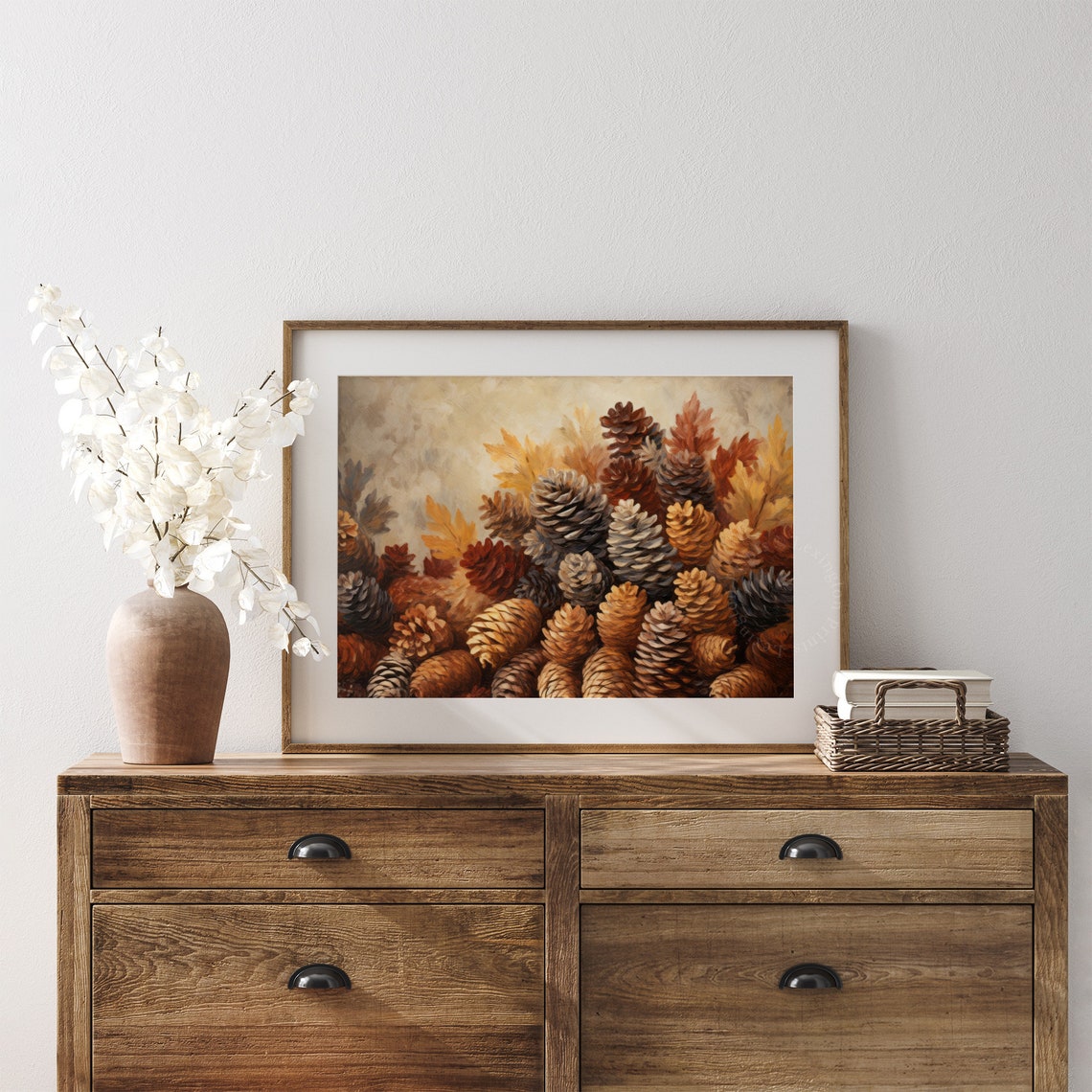 Rustic Pinecone Cluster in Autumn Warm Tones Still Life Poster - Image 6