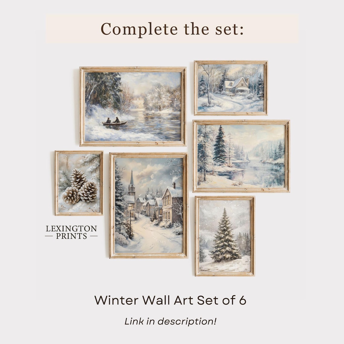 Snowy Pinecone Print, Neutral Farmhouse Christmas Art Print - Image 2