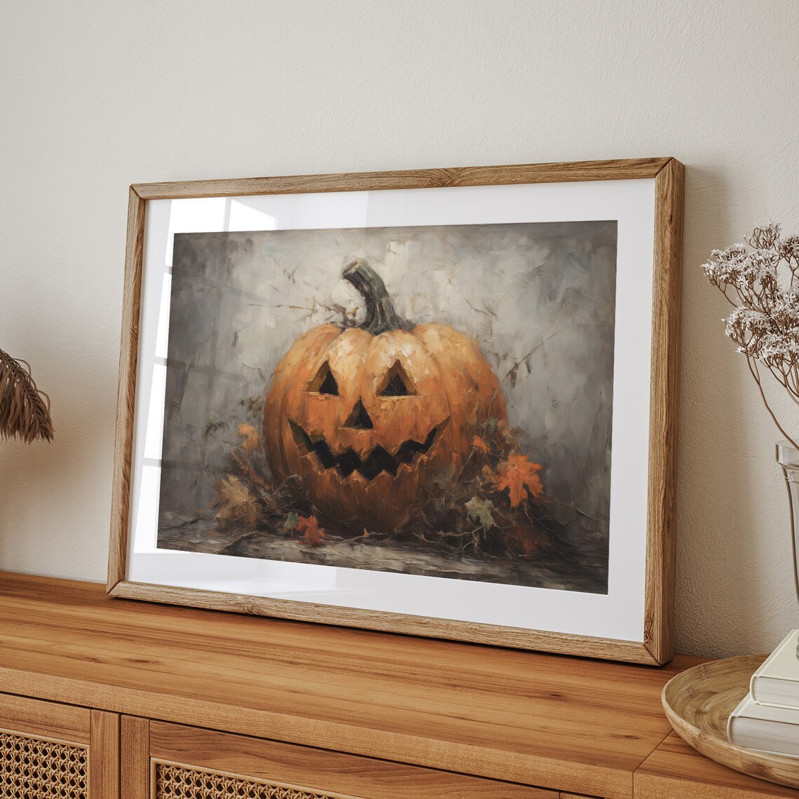 Vintage Jack-O-Lantern Pumpkin Still Life With Autumn Leaves Poster - Image 7