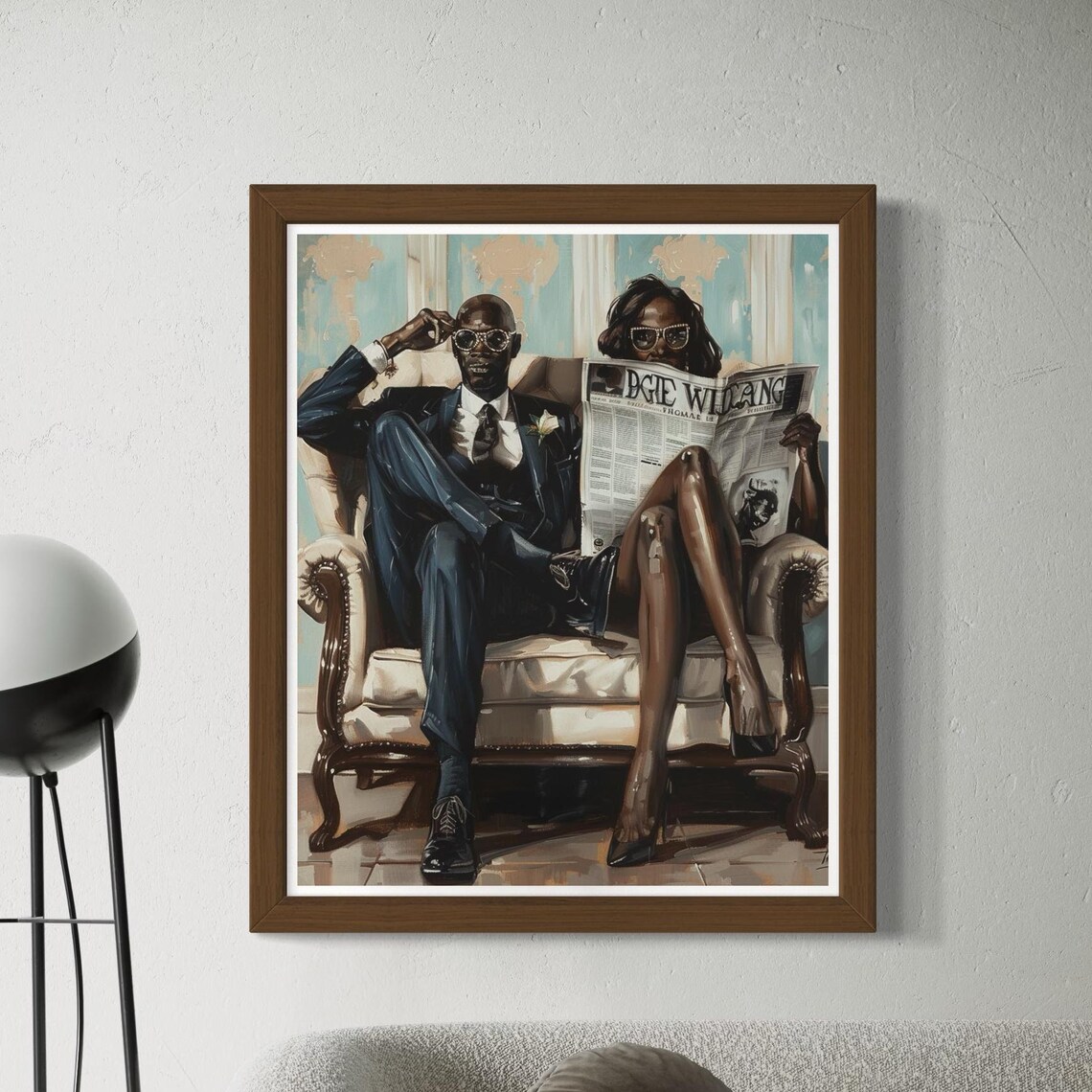 Elegant Black Couple Vintage Style Sophisticated Home Decor Poster