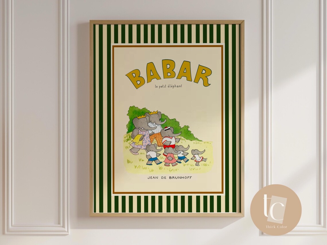 Babar With His Family Day Out Picnic Nursery Art Print