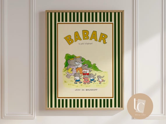 Babar With His Family Day Out Picnic Nursery Art Print