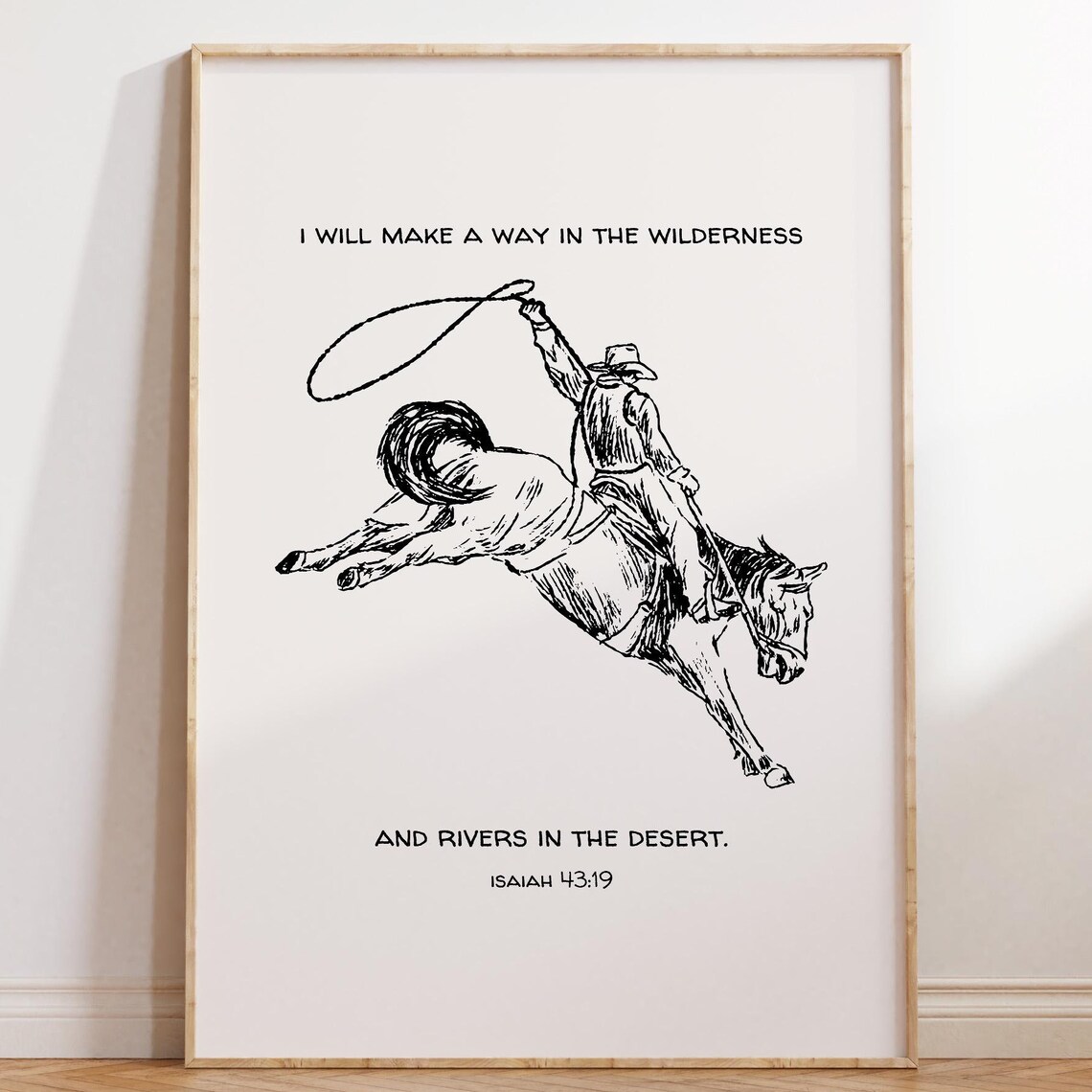 Isaiah 43 Western Christian Art Print, Cowboy Decor