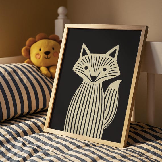 Fox Nursery Print Whimsical Kids Room Wall Decor