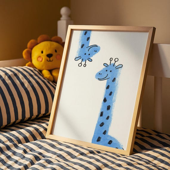 Cute Giraffe Nursery Wall Art Print Baby Animal Prints House Theme Kids Room Decor