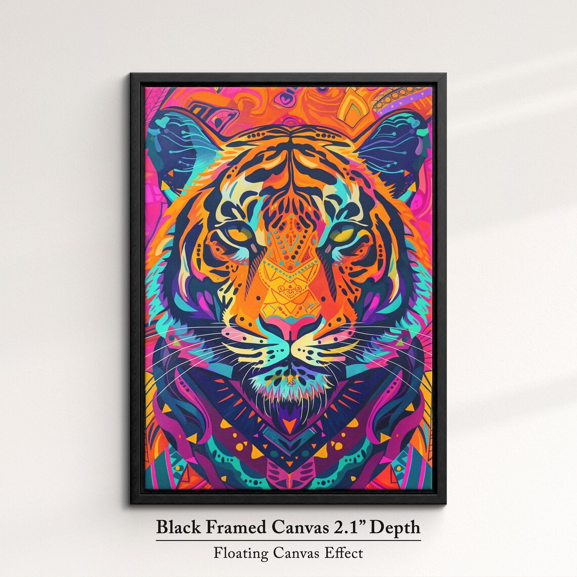 Tiger Symmetric Mandala Pop Art Face Vibrant Orange Teal Wildlife Poster - Image 2