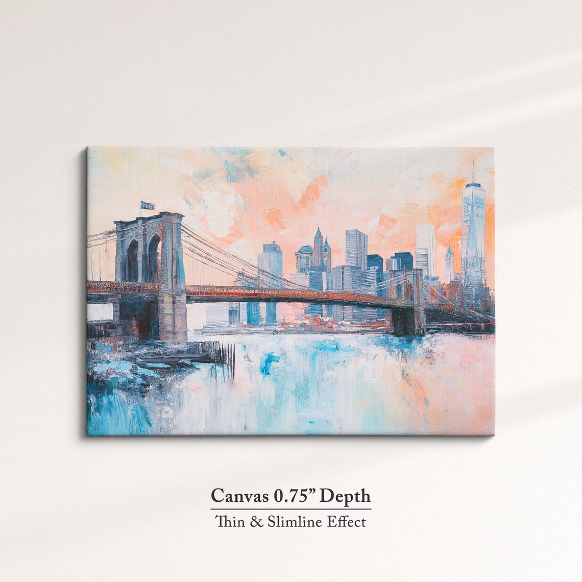 Brooklyn Bridge New York Pastel Skyline Impressionist Travel Poster - Image 4