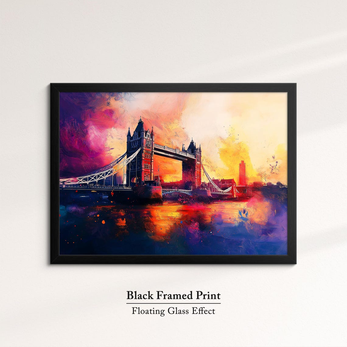 London Tower Bridge Dramatic Sunset Magenta Sky Thames Night Poster - Image 8