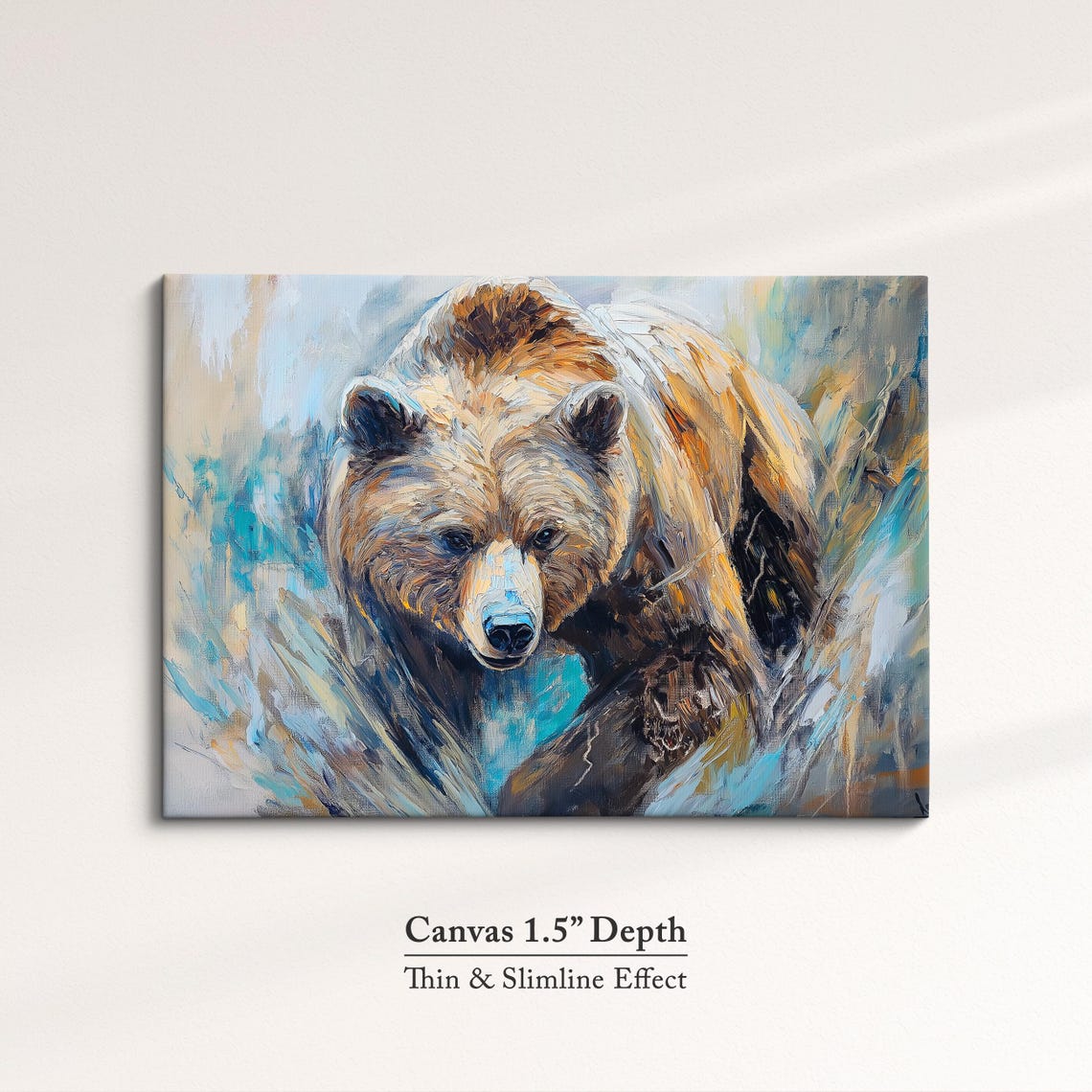 Brown Bear Walking Powerful Wildlife Oil Painting Style Wall Art - Image 3
