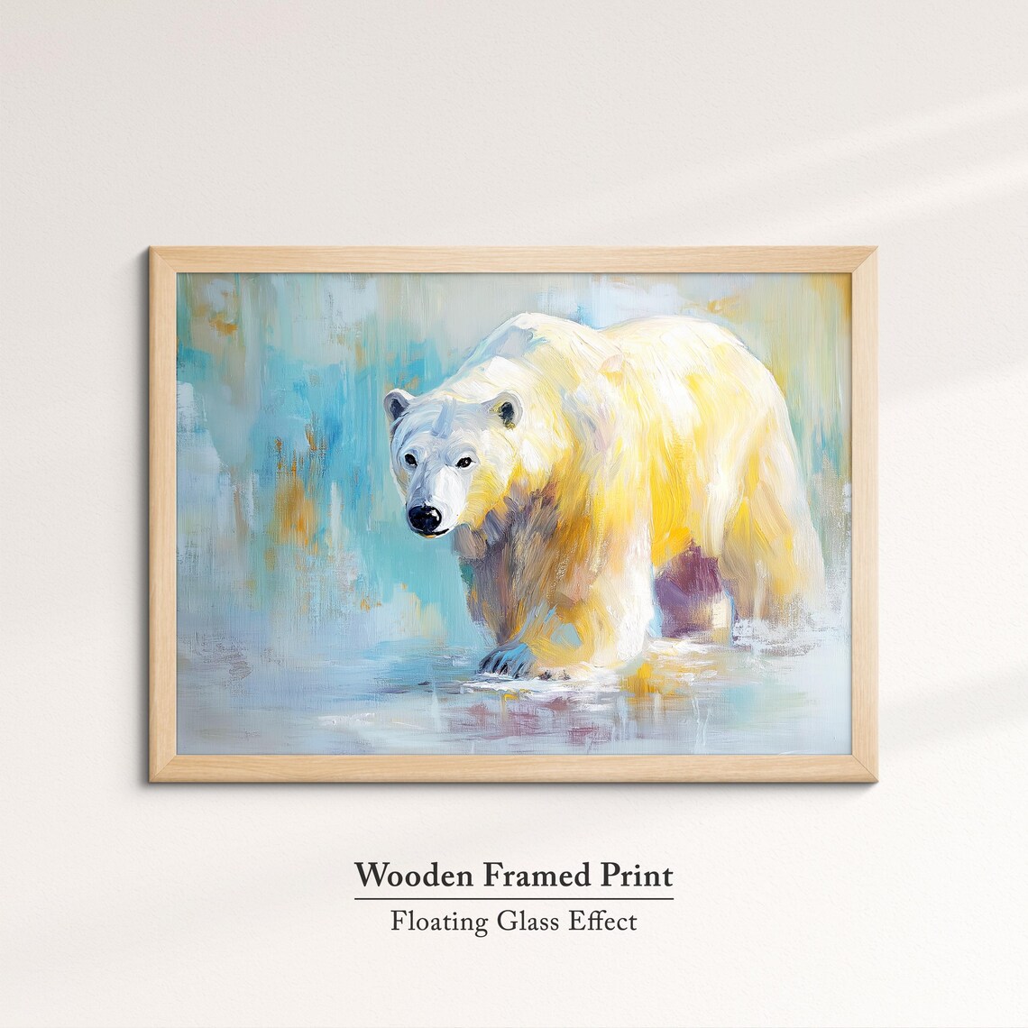 Polar Bear Blue Icy Abstract Oil Painting Arctic Wildlife Wall Art Poster - Image 6