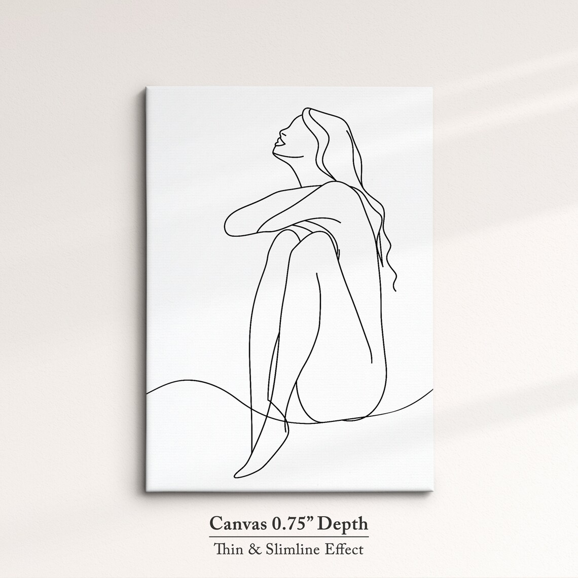 Seated Woman Looking Up Continuous Line Art Drawing Minimalist Wall Poster - Image 4