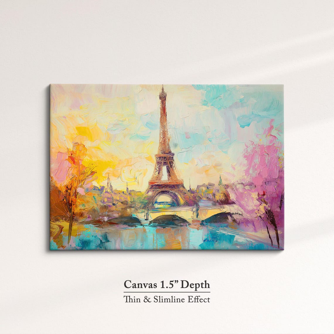 Eiffel Tower Paris Sunset Bridge Pastel Impressionist Travel Poster - Image 3