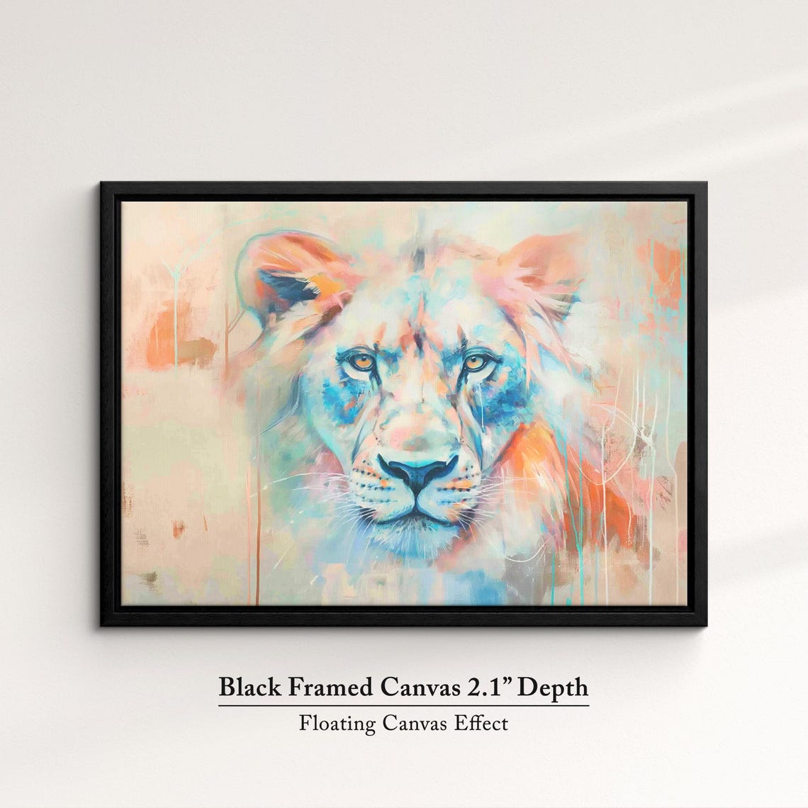 Lioness Pastel Watercolor Face Close Up Abstract Wildlife Art Poster - Image 2