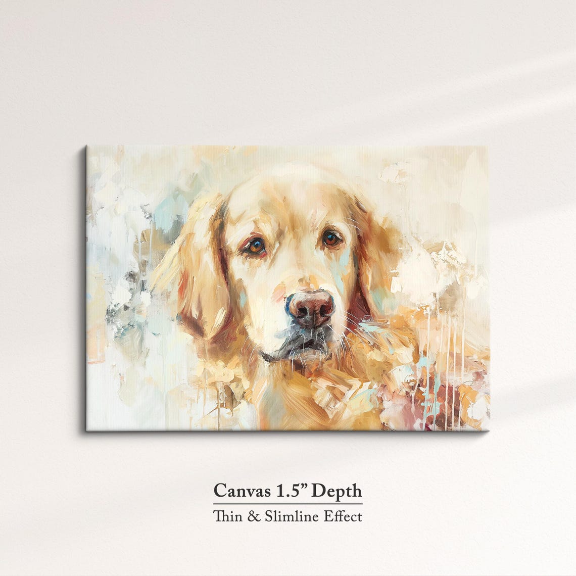 Golden Retriever Face Front Soft Neutral Abstract Oil Painting Poster - Image 3