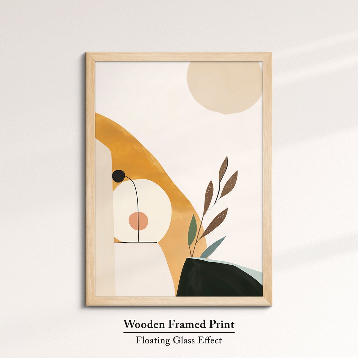 Boho Mustard Arch Abstract Sun Botanical Leaves Minimalist Wall Poster - Image 6